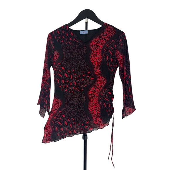C.K.M Tops - C.K.M. Fashion Vintage Mesh Asymmetrical Top